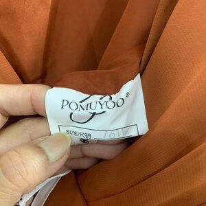 POMUYOO Women's Long Sleeve Dress - Rust Orange